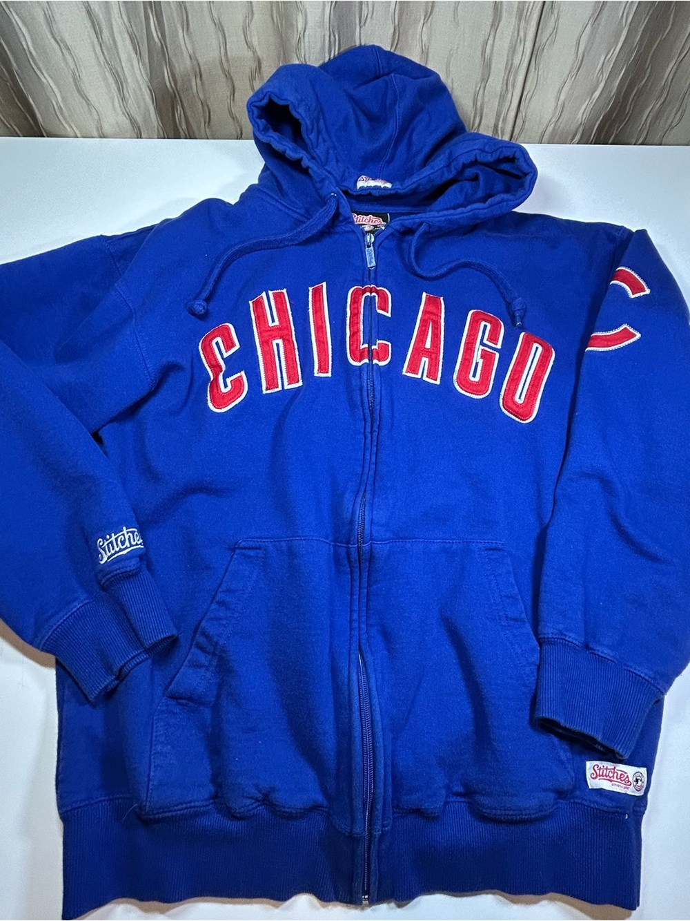 Stitches Chicago Cubs Men's M Royal Blue Full Zip Hoodie Baseball MLB